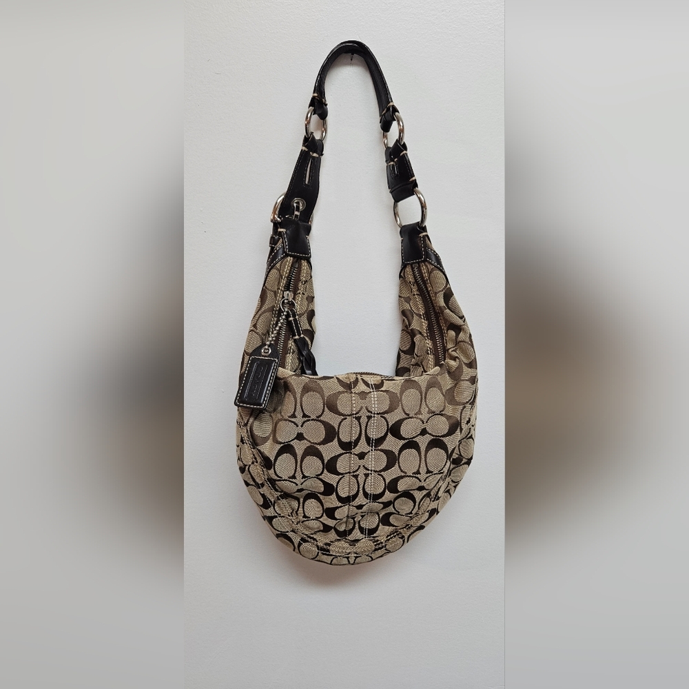 Coach Hobo Bag Vintage Y2K Large- Jacquared Dark Brown and Tan